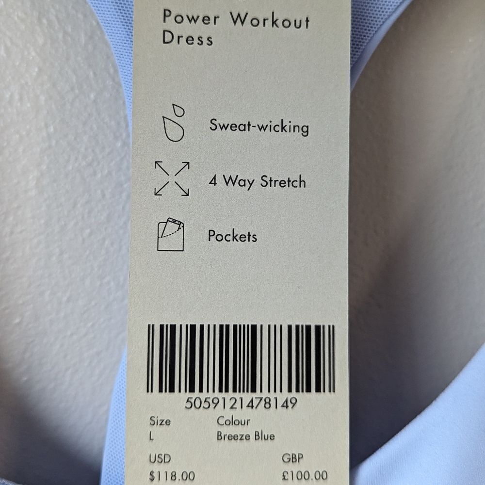 NWT Sweaty‎ Betty Power Workout Unitard Shorts dress in Breeze Blue sz L - Picture 11 of 16